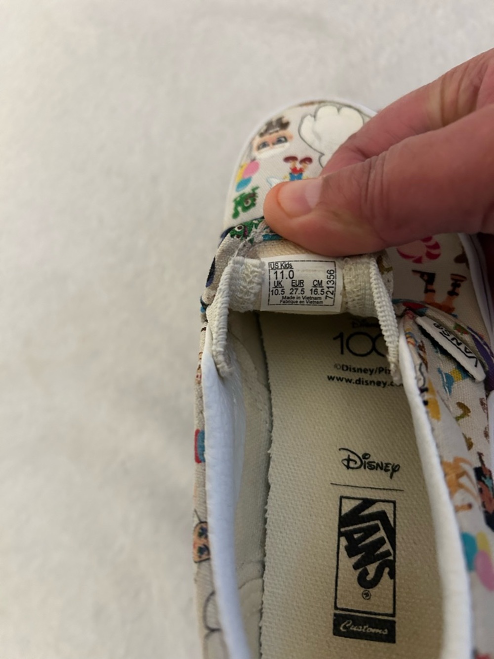 Vans Kids Disney 100 Year Anniversary White Slip-On Sneakers. - Picture 7 of 8